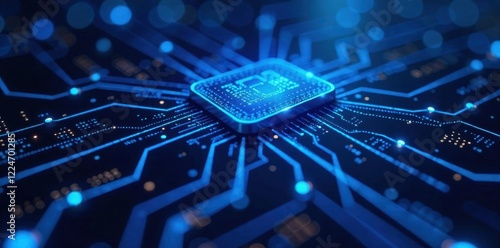 Intricate blue circuit pattern, glowing lines, crypto theme , lines, electronic, connection