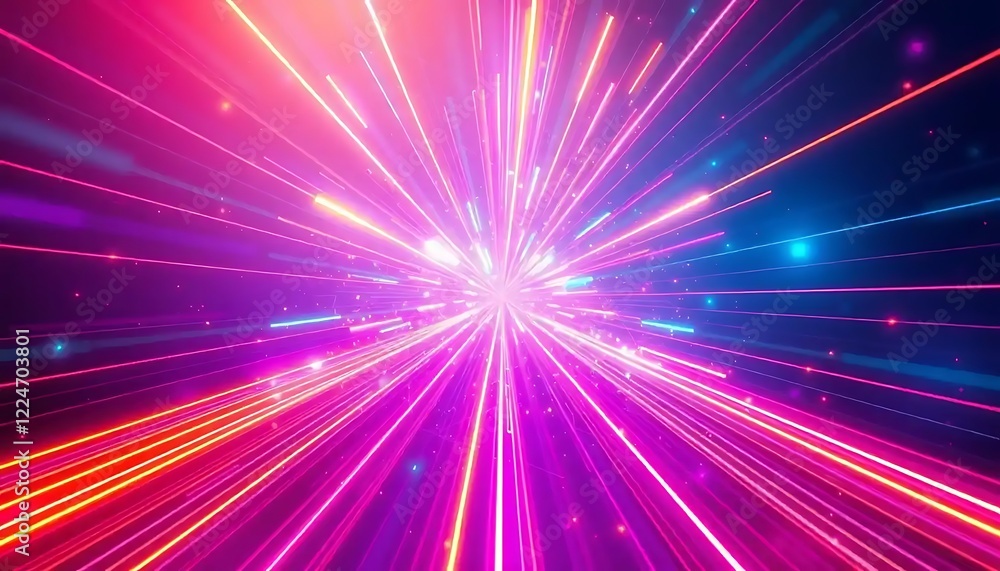 Vibrant Neon Lines Converge In A Bright Explosion Vibrant Neon Lines Converge In A Bright Explosion
