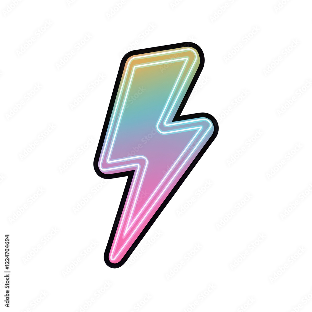 Iridescent Neon Lightning Bolt Icon Iridescent Neon Lightning Bolt Icon