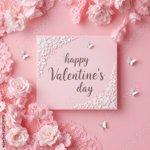 Valentine’s card with handwritten calligraphy happy Valentine’s day