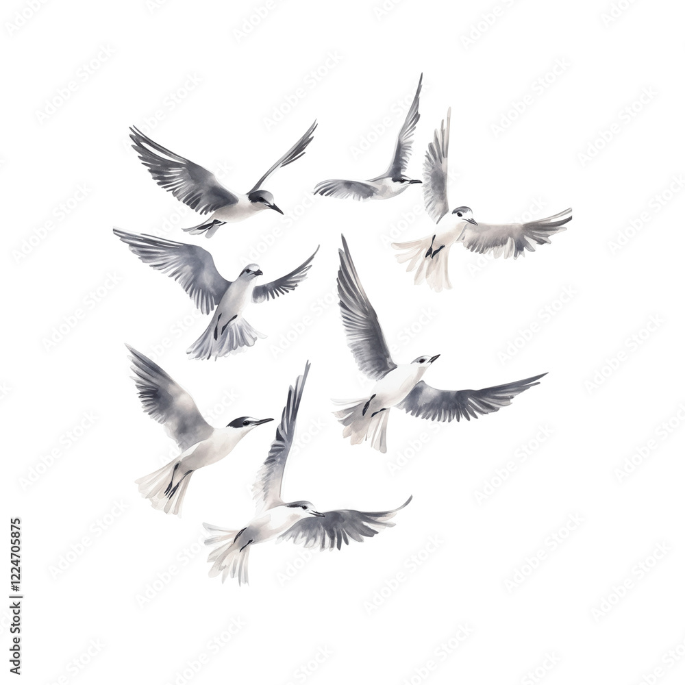 Obraz premium Elegant Flight of Birds in Monochrome