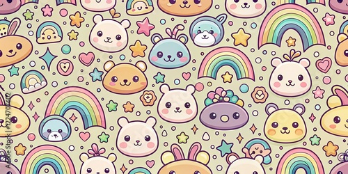 Kawaii LGBTQ+ Pride Rainbow Low Light Seamless Pattern - Cute Pastel Design