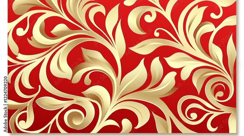 Elegant Gold Floral Design on Red Background (11) Elegant Gold Floral Design on Red Background (11)