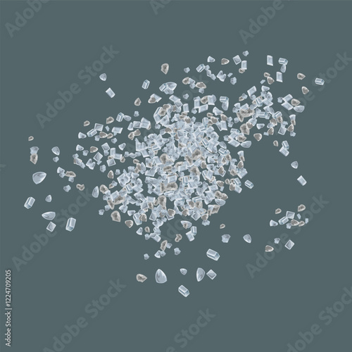 Scattered salt crystals or diamonds. Vector illustration isolated on a dark background