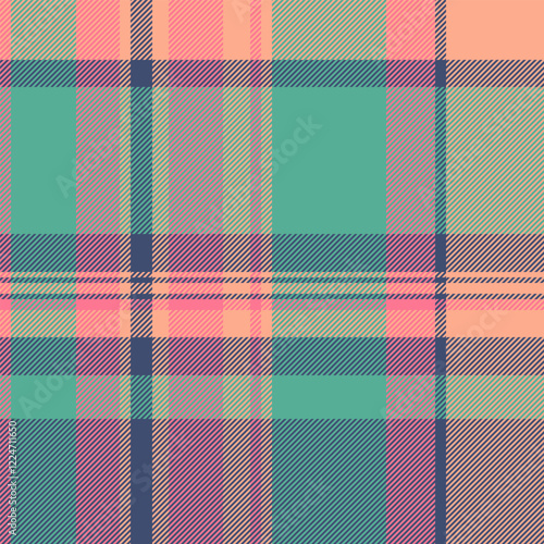 Arabic texture textile pattern, heritage plaid check fabric. Checks tartan vector background seamless in blue and teal colors.