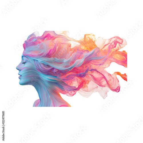 Abstract Colorful Woman Profile Art