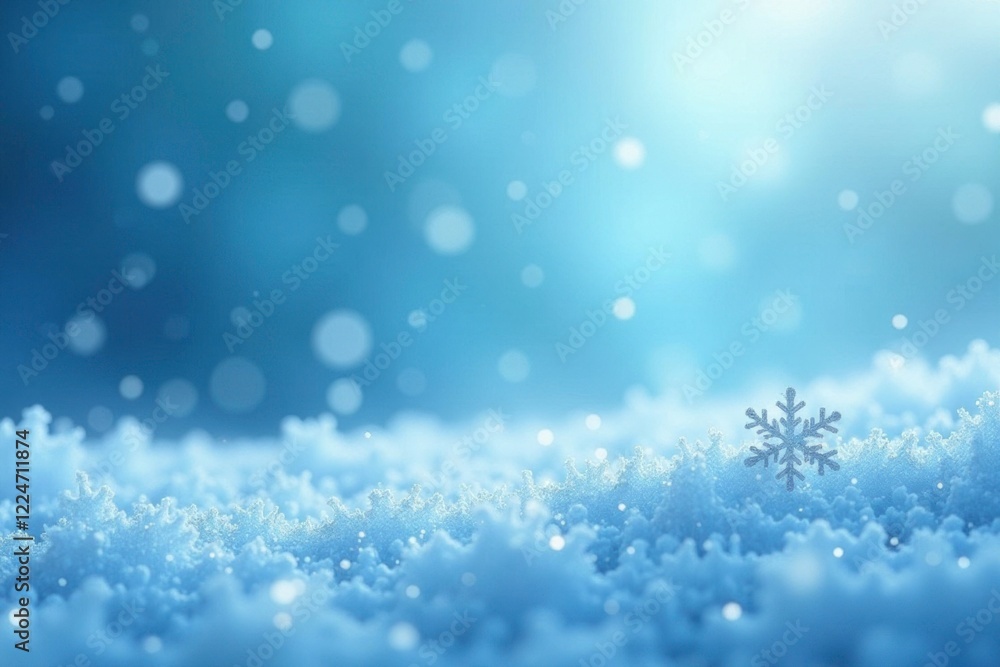 Sparkling tiny snowflakes gently falling onto a light blue misty atmosphere, ice crystals, frozen Sparkling tiny snowflakes gently falling onto a light blue misty atmosphere, ice crystals, frozen