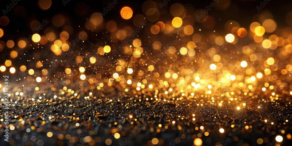 Sparkling dark gold glitter lights scattered on a black background with subtle blur effect giving a sense of depth and mystery, shimmering, illuminated Sparkling dark gold glitter lights scattered on a black background with subtle blur effect giving a sense of depth and mystery, shimmering, illuminated