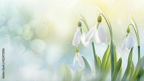 Gentle Spring Illustration for Snowdrop Day: Delicate and Serene Floral Scene