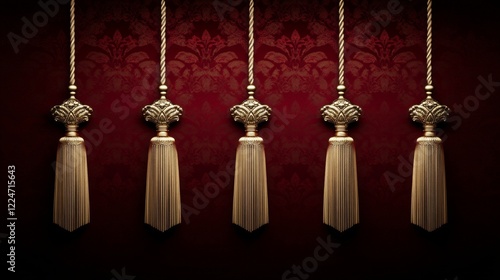 Wallpaper Mural Elegant Gold Tassels Against Damask Wallpaper Torontodigital.ca
