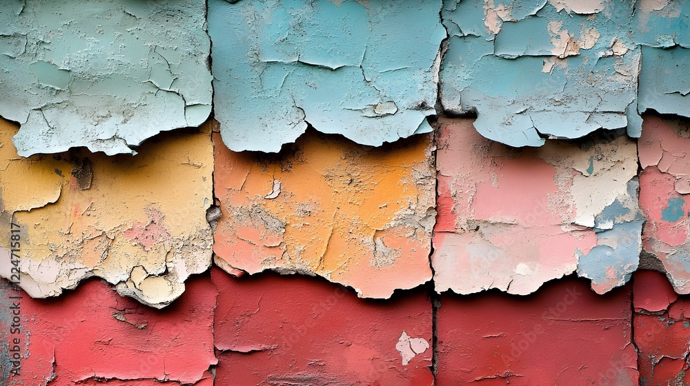 A texture of peeling wallpaper revealing multiple layers of color. A texture of peeling wallpaper revealing multiple layers of color.