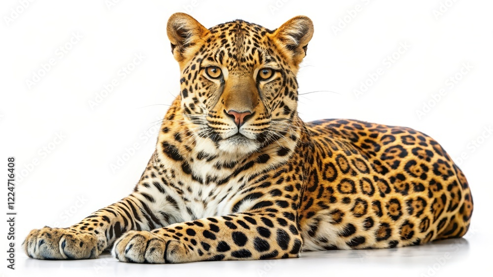 Obraz premium Jaguar Lying Down on White Background