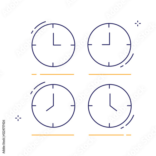 Worldwide Timezone Management Clock Vector Icon Design