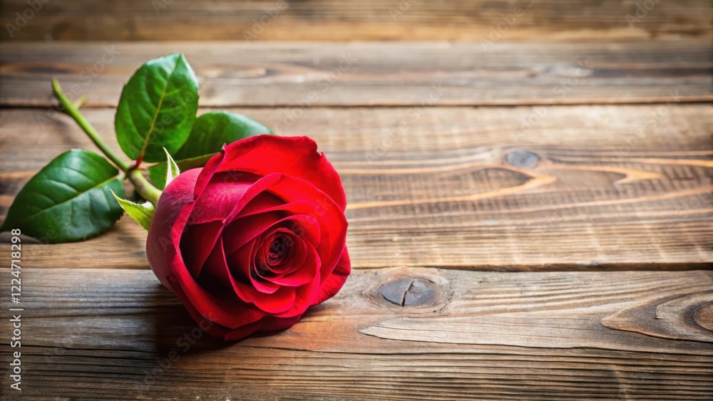 A single red rose with soft petals against a natural wood background, roses, garden inspiration A single red rose with soft petals against a natural wood background, roses, garden inspiration