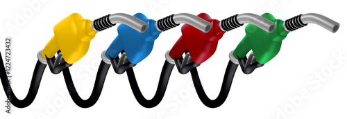 Set of fuel pump nozzle. Vector illustration , petrol pistol with handle hose diesel oil company economy Gradient Mesh