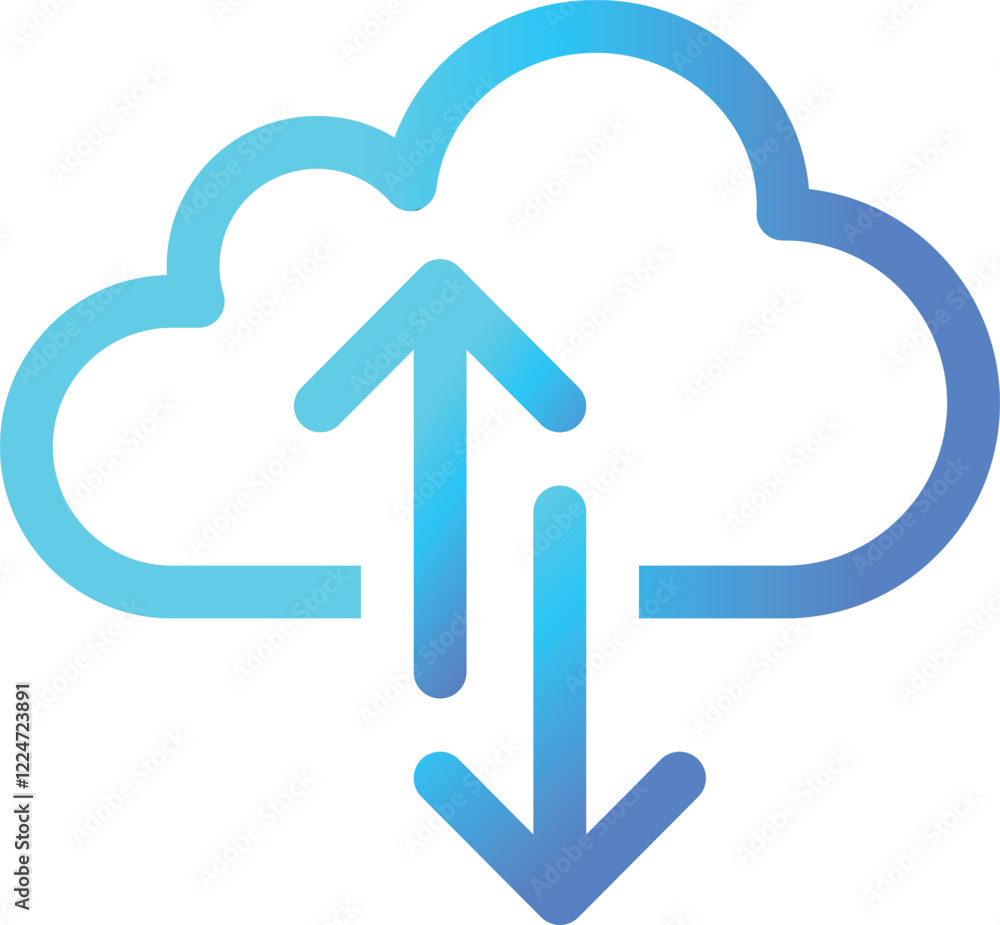 Cloud upload and download vector icon with gradient color. Cloud icon symbol with up and down arrows. Vector illustration Cloud upload and download vector icon with gradient color. Cloud icon symbol with up and down arrows. Vector illustration