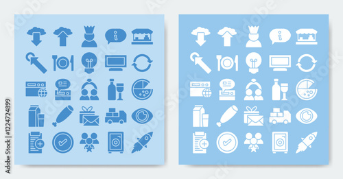 ecommerce icon set. containing add, bulb, click, content, customer, done and more. vector icons collection