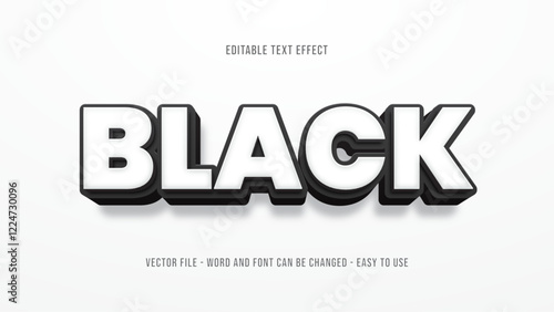 Black 3d editable text effect, bold text effect