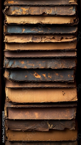 A texture of stacked cardboard with visible corrugation. photo