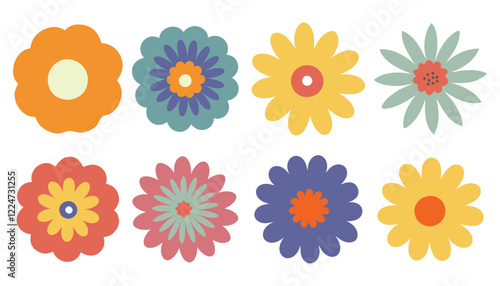 Collection of flowers icon. Abstract  flowers on white background. style for banners, wallpaper, posters, websites, online shopping.Vector illustration design and creative idea,eps 10.