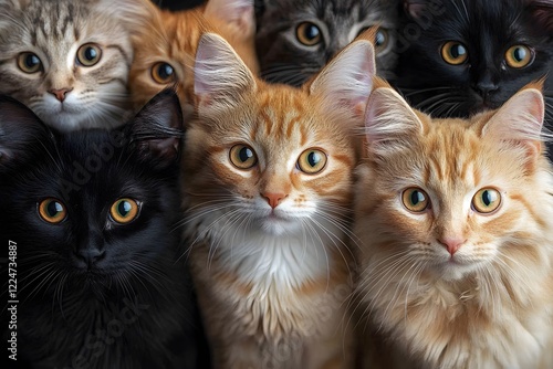 Charming Kittens Group Portrait for Pet-Themed Designs and Decor photo