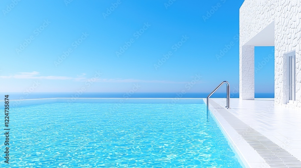 Infinity pool, ocean view, luxury villa, sunny day, architectural design, resort lifestyle Infinity pool, ocean view, luxury villa, sunny day, architectural design, resort lifestyle