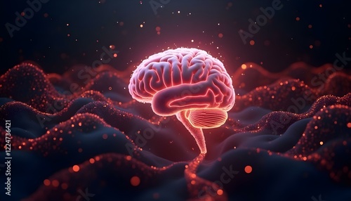 Wallpaper Mural A glowing brain on a dark background, emanating light, symbolizing intellect, creativity, or mental energy. The contrast between the dark backdrop and the illuminated brain emphasizes focus and though Torontodigital.ca