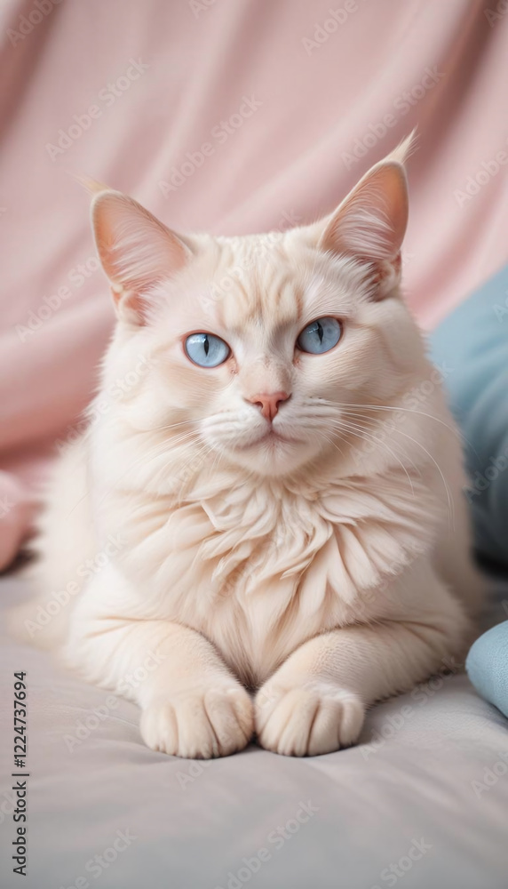 A Regal Cream Cat Posing with an Intense and Mesmerizing Gaze A Regal Cream Cat Posing with an Intense and Mesmerizing Gaze