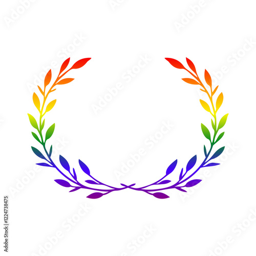 Logo lgbt. Mes del orgullo. Silueta de corona de laurel con los colores de la bandera arcoiris	