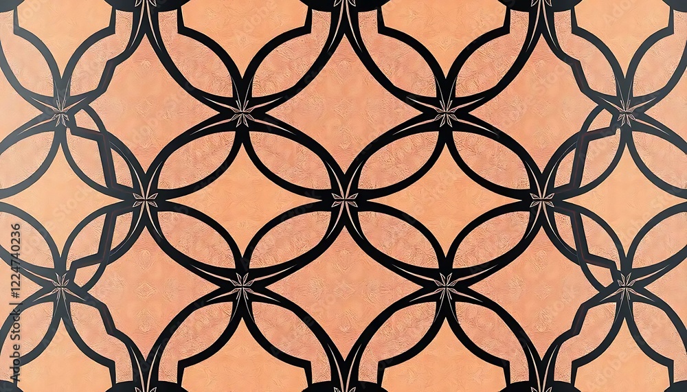 Naklejka premium Abstract Peach Background With Black Geometric Pattern