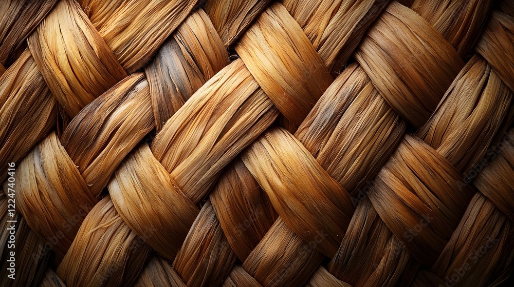 Fototapeta premium A texture of woven straw forming tight, uniform patterns.