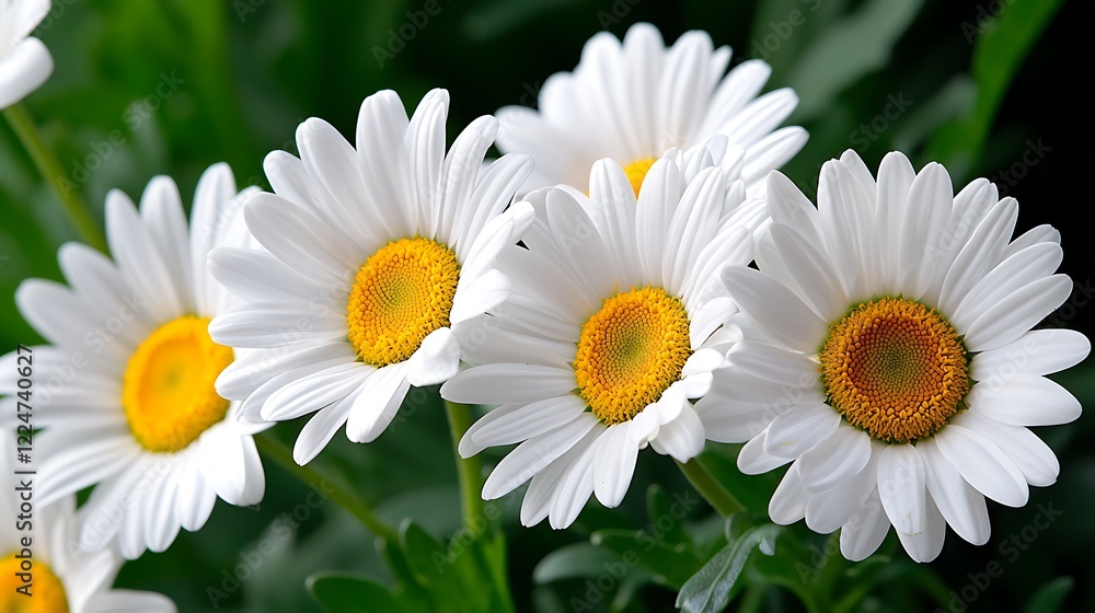 Close Up of Several White Daisies with Yellow Centers Close Up of Several White Daisies with Yellow Centers