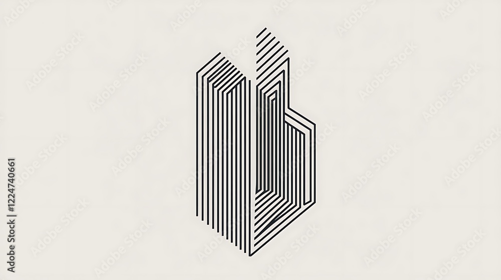 Obraz premium Architecture Company Logo with Minimalist Lines and Geometric Shapes