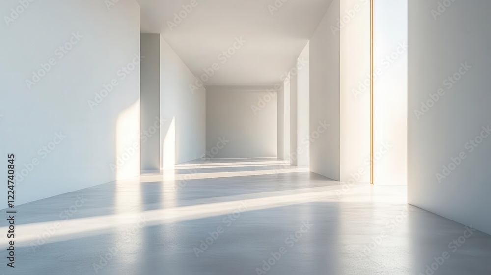 Obraz premium Spacious interior with bright walls and natural light.