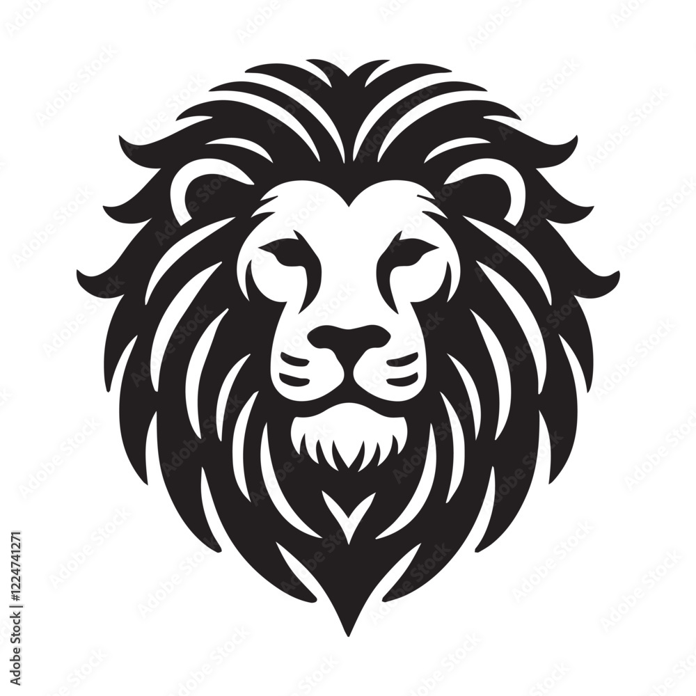 Fototapeta premium black and white Lion Head Tattoo Vector Mascot Illustration