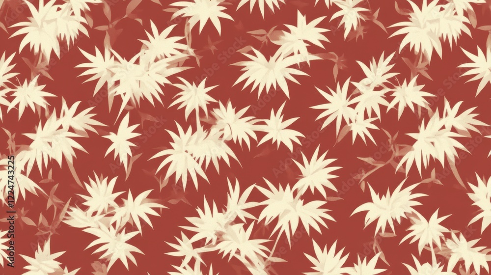 Elegant Red And Beige Tropical Leaf Pattern Design Elegant Red And Beige Tropical Leaf Pattern Design