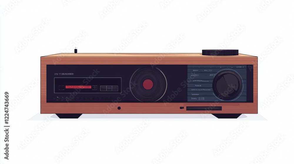 Fototapeta premium Vintage CD Player in Modern Style with Wide Angle Centered Composition