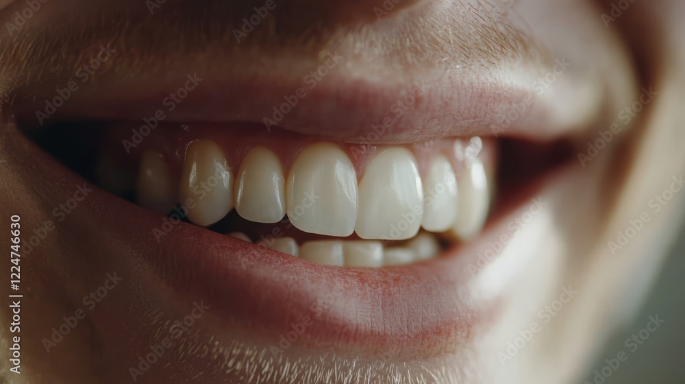 Fototapeta premium A Close-Up of a Smiling Mouth Revealing Healthy, Bright White Teeth, A Picture of Pure Joy and Happiness