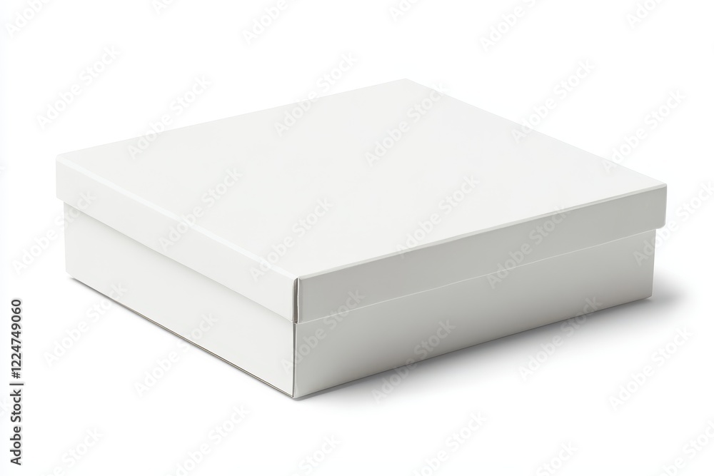 White square box, studio shot, isolated background, packaging mockup White square box, studio shot, isolated background, packaging mockup