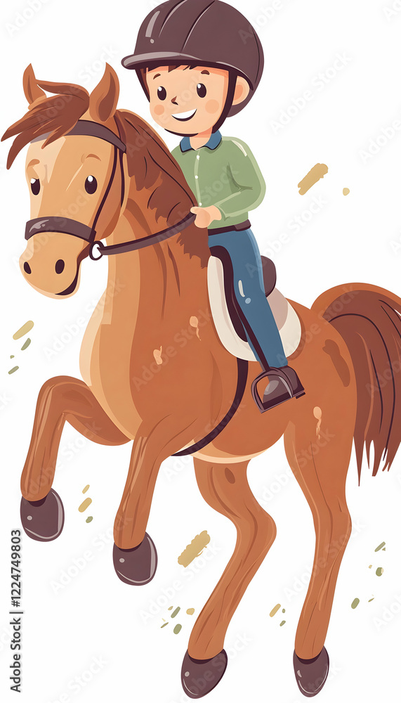 A child riding on horse at the equestrian club, Kids sports activities - A child riding on horse at the equestrian club, Kids sports activities -