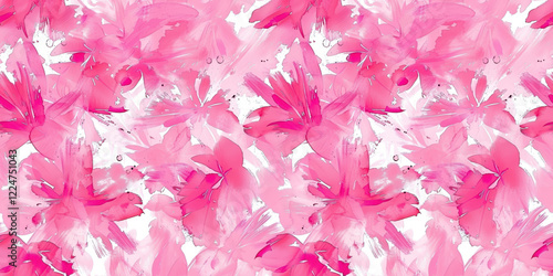 Fototapeta Naklejka Na Ścianę i Meble -  Seamless pink floral pattern, repeating abstract background with watercolor flowers illustrations.