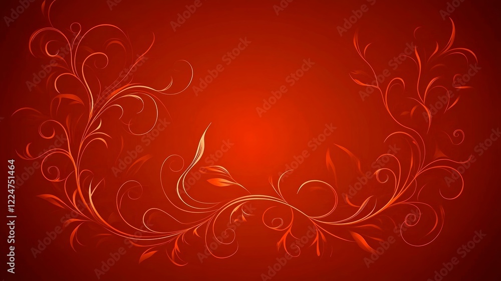 Elegant Red Floral Swirls Design Background Elegant Red Floral Swirls Design Background