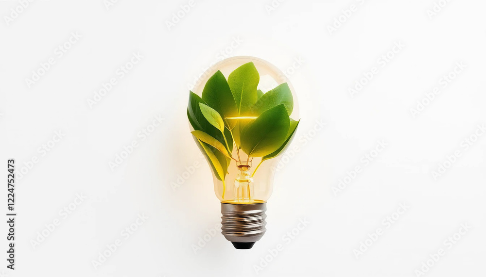 Eco-Friendly Lightbulb Made from Fresh Leaves – Symbolizing Renewable Energy and Sustainable Living, Concept Created with Generative AI Technology for a Greener Future Eco-Friendly Lightbulb Made from Fresh Leaves – Symbolizing Renewable Energy and Sustainable Living, Concept Created with Generative AI Technology for a Greener Future