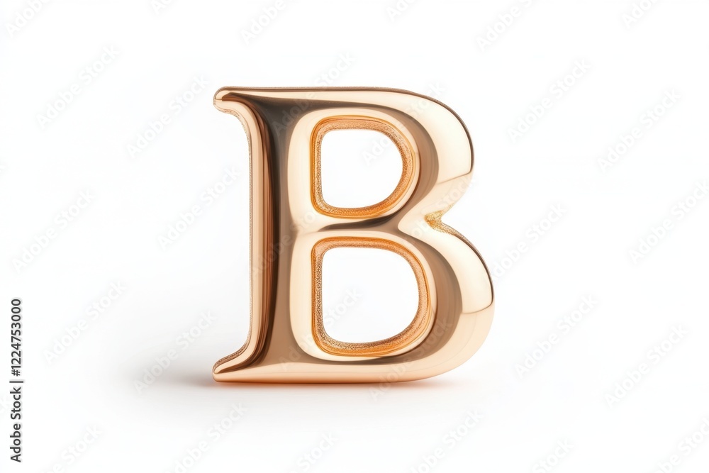 Elegant and Shiny Golden Letter B on a Soft White Background Elegant and Shiny Golden Letter B on a Soft White Background