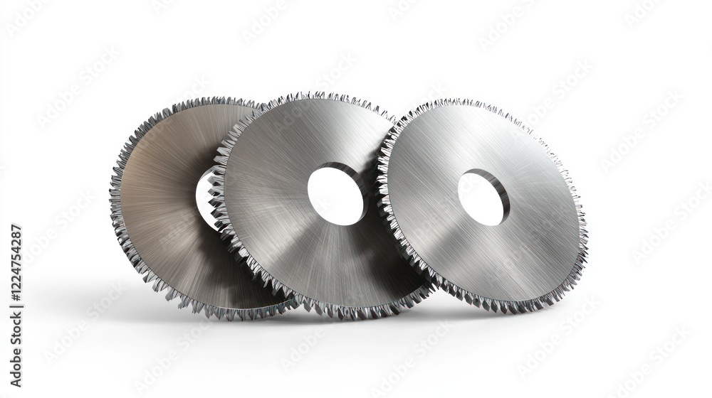 Three Circular Saw Blades on White Background Three Circular Saw Blades on White Background