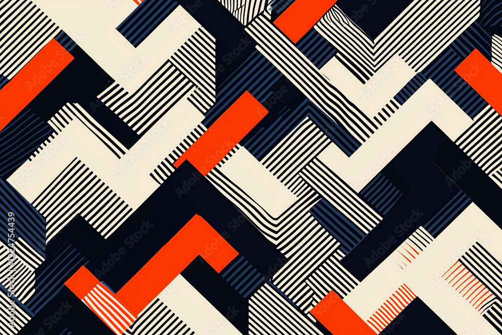 Abstract geometric pattern with bold colors and lines, creating a dynamic visual effect ideal for backgrounds Abstract geometric pattern with bold colors and lines, creating a dynamic visual effect ideal for backgrounds