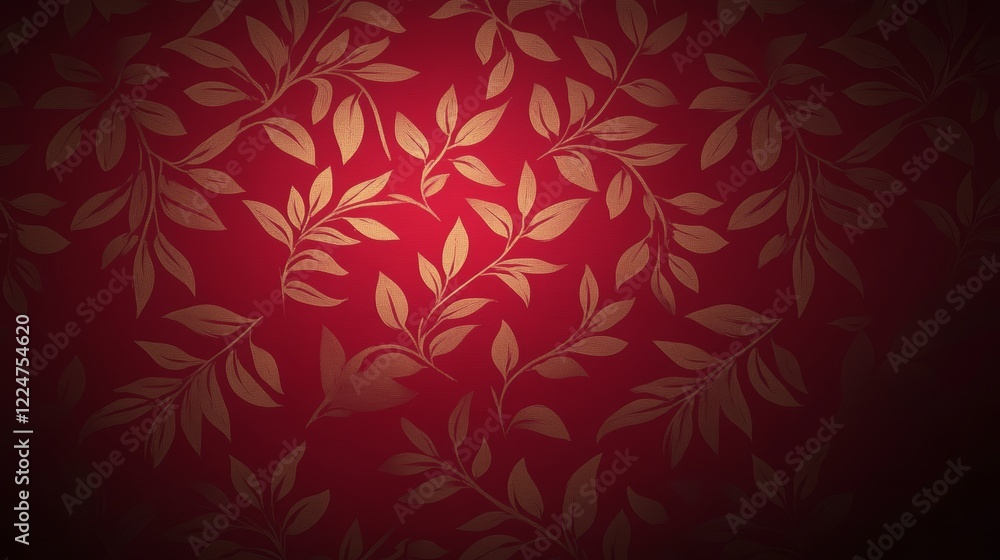 Fototapeta premium Elegant Red Gold Floral Pattern Background Design