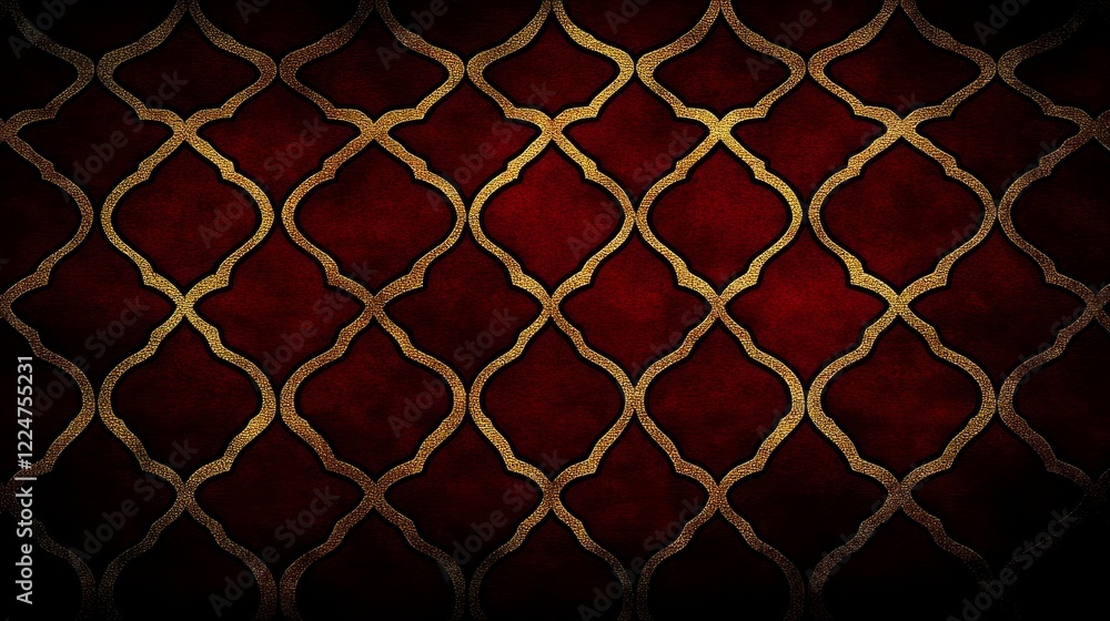 Fototapeta premium Elegant Red Gold Geometric Lattice Design Texture