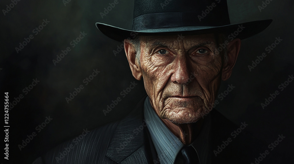 A distinguished elderly gentleman wearing a black hat A distinguished elderly gentleman wearing a black hat