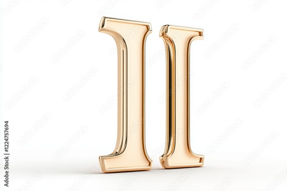 Elegant Golden Roman Numeral II on a White Background for Art and Design Projects Elegant Golden Roman Numeral II on a White Background for Art and Design Projects